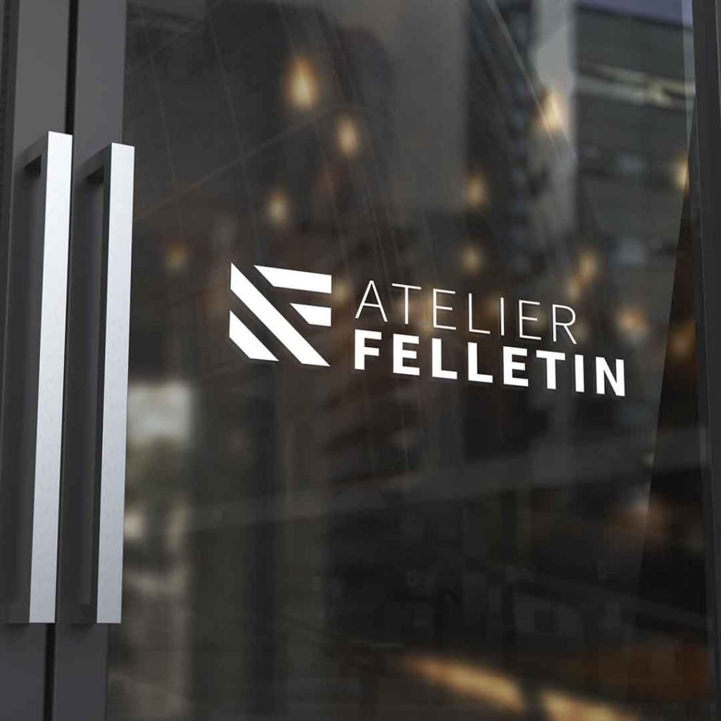 Création du logo et de l'identité visuelle d'Atelier Felletin, architecte évènementiel, scénographie de Dinan, par l'agence de communication Shebam de Dinan