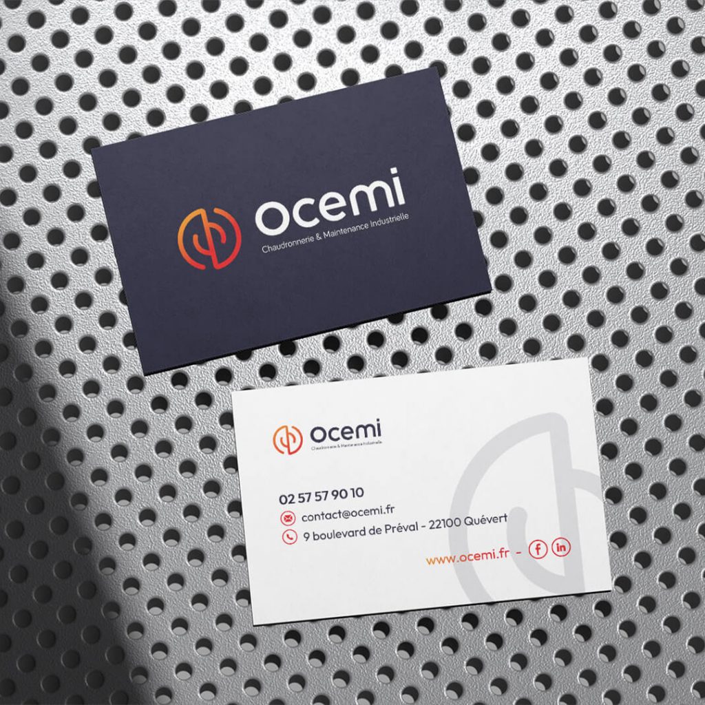 Création de l'identité visuelle, du logo, du site internet et de supports de communication d'OCEMI par l'agence de communication Shebam à Dinan, Bretagne