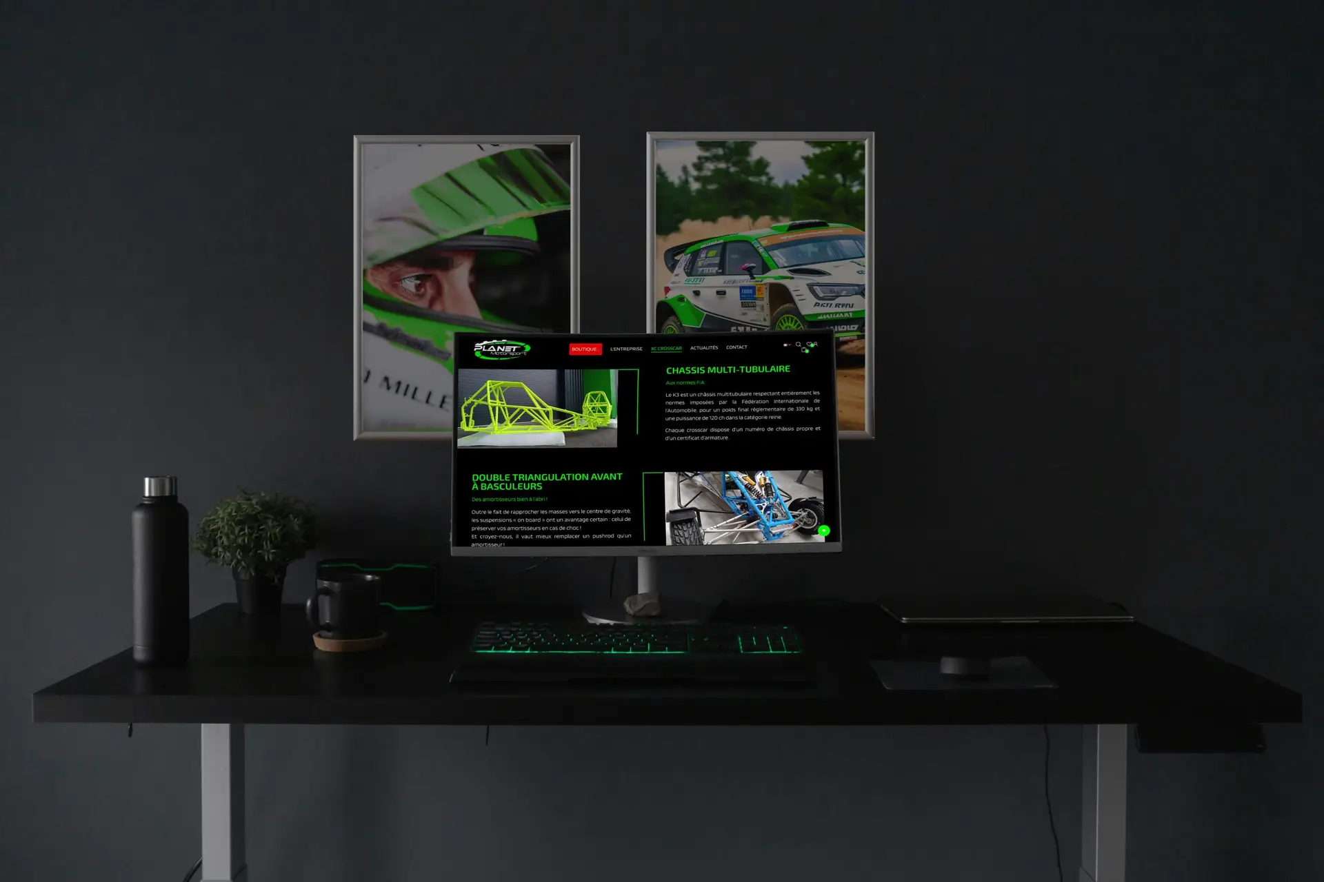 Création de la boutique, du shop en ligne de planet motorsport, pièces automobiles de cross car par l'agence de communication Shebam, à dinan bretagne